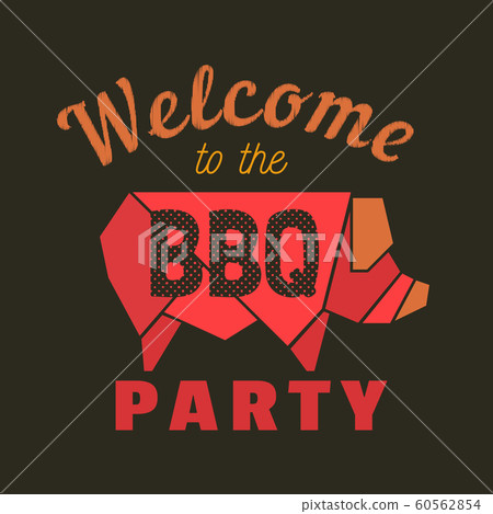 BBQ party welcome invitation flat vector icon - Stock Illustration ...