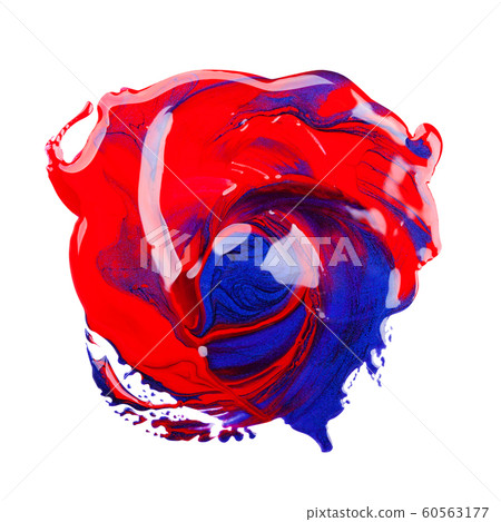 Mixing three shades of red and dark blue nail polish. 60563177