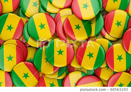 Badges with flag of Senegal, 3D rendering Badges with flag of Senegal, 3D rendering 60563293