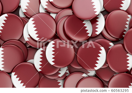 Badges with flag of Qatar, 3D rendering Badges with flag of Qatar, 3D rendering 60563295