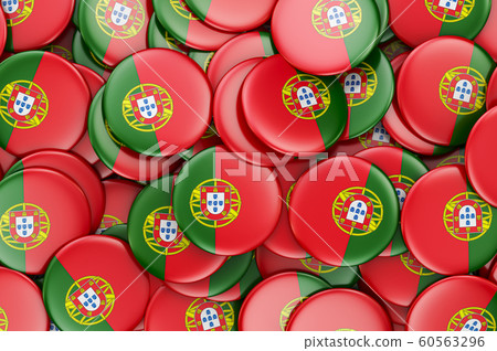 Badges with flag of Portugal, 3D rendering Badges with flag of Portugal, 3D rendering 60563296
