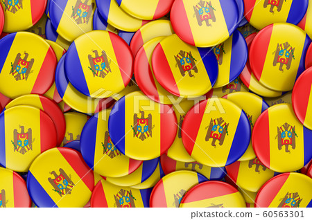 Badges with flag of Moldova, 3D rendering 60563301