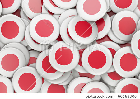 Badges with flag of Japan, 3D rendering Badges with flag of Japan, 3D rendering 60563306