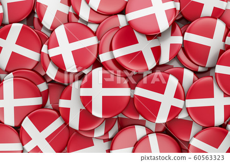 Badges with flag of Denmark, 3D rendering Badges with flag of Denmark, 3D rendering 60563323
