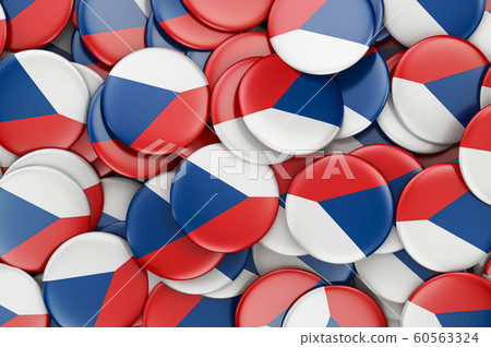 Badges with flag of Czech Republic, 3D rendering 60563324