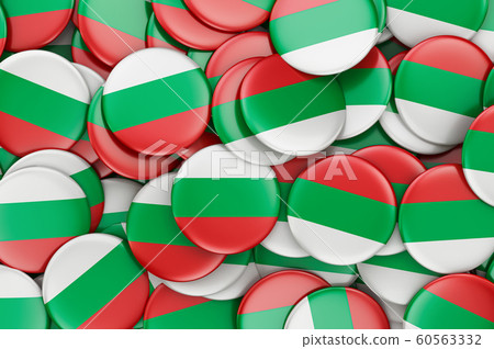 Badges with flag of Bulgaria, 3D rendering 60563332
