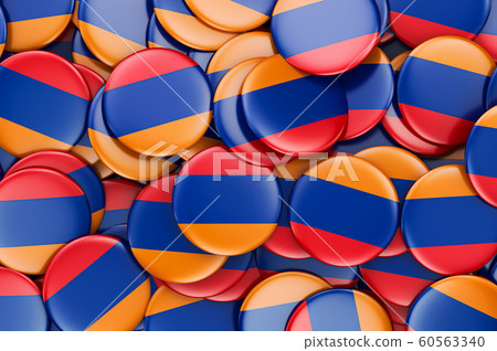 Badges with flag of Armenia, 3D rendering Badges with flag of Armenia, 3D rendering 60563340
