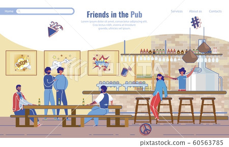 Friends Rest in Pub Landing Page Lifestyle Design Friends Rest in Pub Landing Page Lifestyle Design 60563785