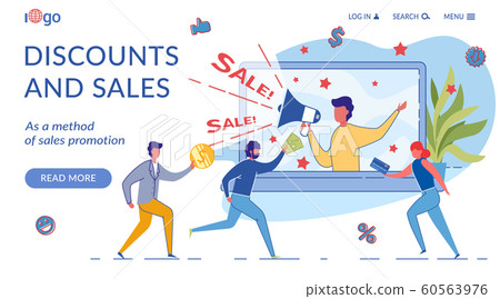 Discounts and Sales Landing Page Flat Template 60563976