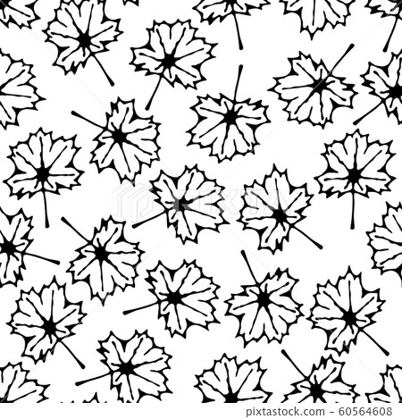 seamless pattern with vector hand drawn maple leaf - Stock Illustration ...