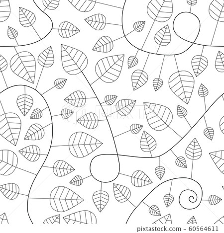 seamless pattern with leaves and curves 60564611