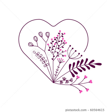 vector heart with beautiful flowers vector heart with beautiful flowers 60564615