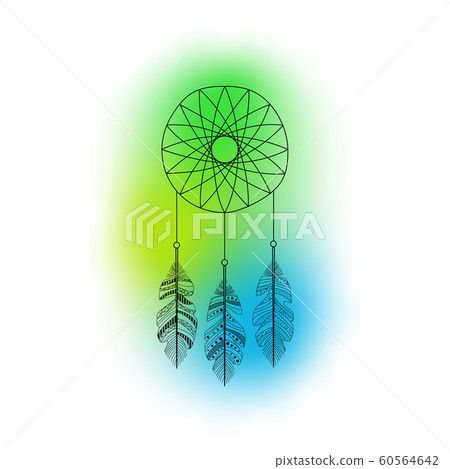 vector dreamcatcher with feathers and colorful 60564642