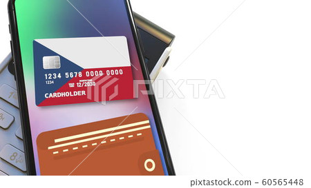 Payment terminal and flag of the Czech Republic on the virtual credit card in smartphone. National retail or mobile payment related 3D rendering Payment terminal and flag of the Czech Republic on the virtual credit card in smartphone. National retail or mobile payment related 3D rendering 60565448