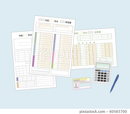 Simple tax return image illustration (blue background_random) Simple tax return image illustration (blue background_random) 60565700