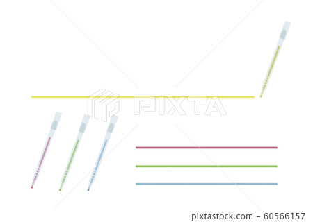 4個簡單的線標記，黃色，粉紅色，綠色，藍色 60566157
