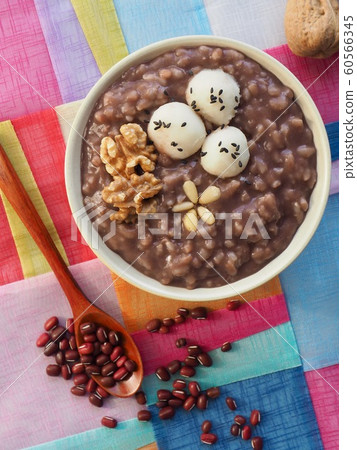 Korean food Red bean porridge and rice cake 60566345