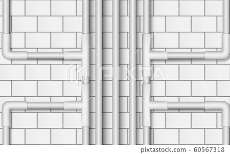 white water pipe on the white block wall white water pipe on the white block wall 60567318