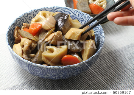 Chikuzen-ni, simmered root vegetables, ushibushi Chikuzen-ni, simmered root vegetables, ushibushi 60569167