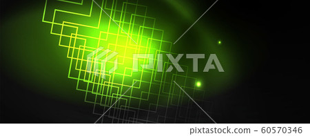 Shiny neon techno template. Neon lines background, 80s style laser rays 60570346