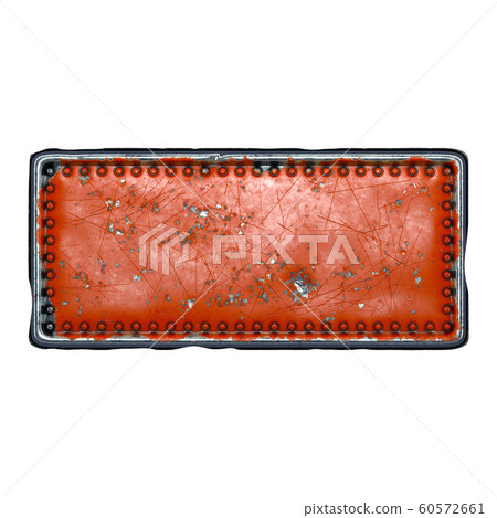 Strip of metal with rivets painted red in the shape of a rectangle in the center on white background 3d Strip of metal with rivets painted red in the shape of a rectangle in the center on white background 3d 60572661