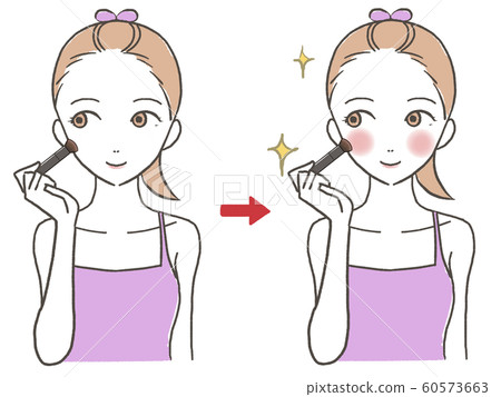Women who make up cosmetics before and after Women who make up cosmetics before and after 60573663