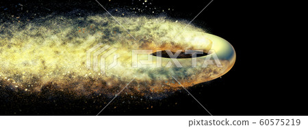 Abstract golden circles flying with splash 60575219