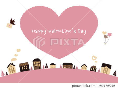 Cute pink cityscape Valentine - Stock Illustration [60576956] - PIXTA
