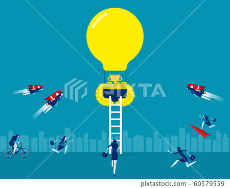 Business people scramble for money. Concept Business people scramble for money. Concept 60579559