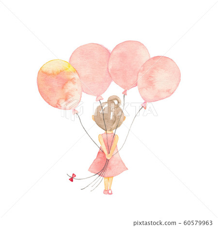 Girl with pink balloons Girl with pink balloons 60579963