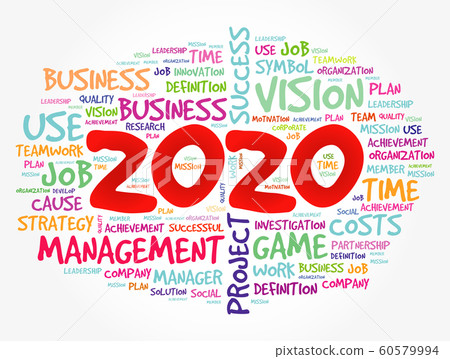 2020 Goals word cloud collage, business concept 60579994