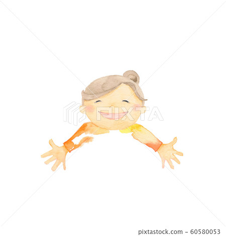 Girl waiting with both hands open 60580053