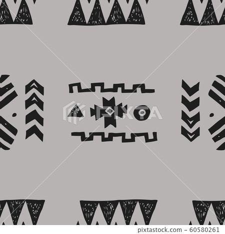Seamless Ethnic pattern. Tribal vector abstract monochrome background 60580261