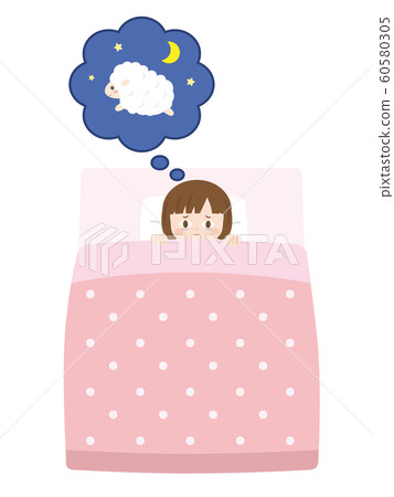 一個失眠的女孩的失眠插圖 一個失眠的女孩的失眠插圖 60580305