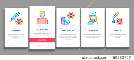 Flu Symptoms Medical Onboarding Elements Icons Set Vector 60580707