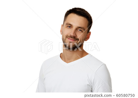 Close-up portrait of smiling handsome bearded man Close-up portrait of smiling handsome bearded man 60580750