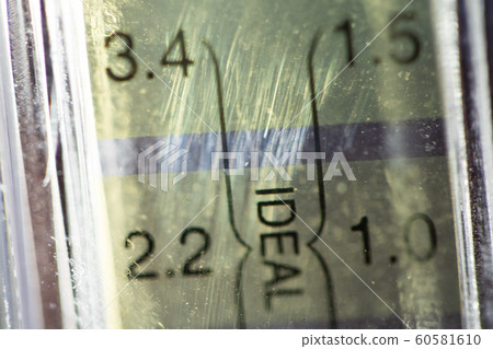 Close up of PH tester level bar show indicator 60581610