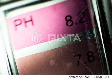 Close up of PH tester level bar show indicator 60581611