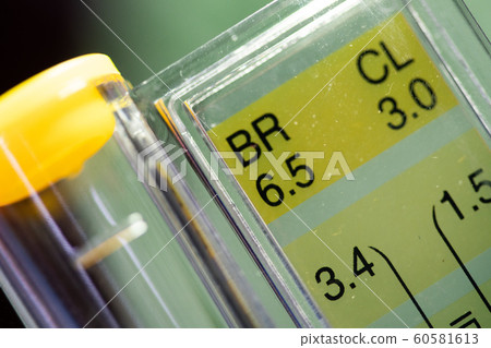 Close up of PH tester level bar show indicator 60581613