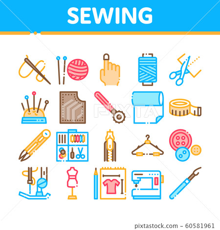 Sewing And Needlework Collection Icons Set Vector 60581961