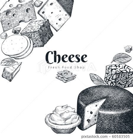 Cheese design template. Hand drawn vector dairy Cheese design template. Hand drawn vector dairy 60583505