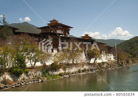 Traditional building in Punakha Dzong, Bhutan Traditional building in Punakha Dzong, Bhutan 60583834