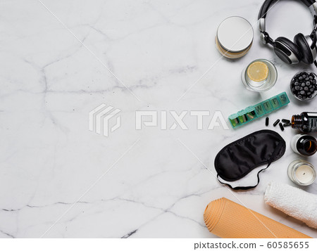Biohacking flat lay concept, copy space 60585655