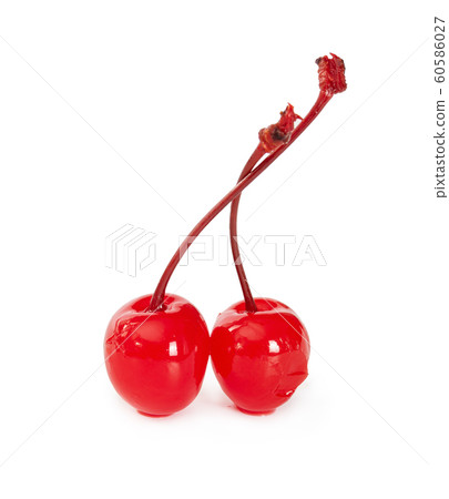 Two cocktail cherries isolated on white 60586027