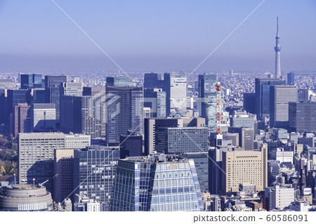 從東京鐵塔展望台眺望東京市區和千代田區的景色 從東京鐵塔展望台眺望東京市區和千代田區的景色 60586091
