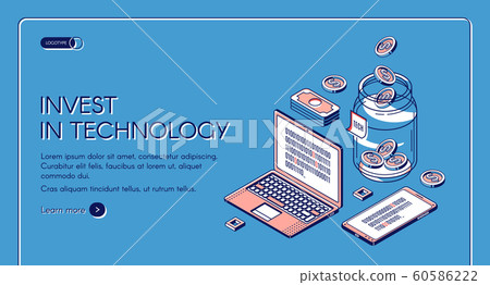Invest in technology isometric landing page banner Invest in technology isometric landing page banner 60586222