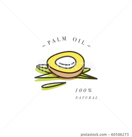 Vector design element and icon in linear style - palm oil - healthy vegan food. Vector design element and icon in linear style - palm oil - healthy vegan food. 60586273