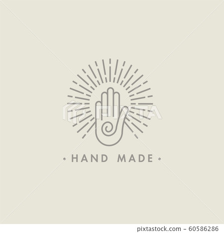 Handing Vector Label Vector hand made labels and badges in linear... - Stock Illustration ...