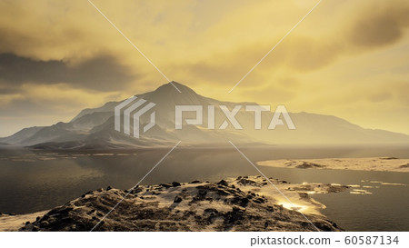 Mountains covered with ice in Antarctic landscape 60587134