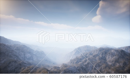 Volcano Crater Landscape with Fog Volcano Crater Landscape with Fog 60587176